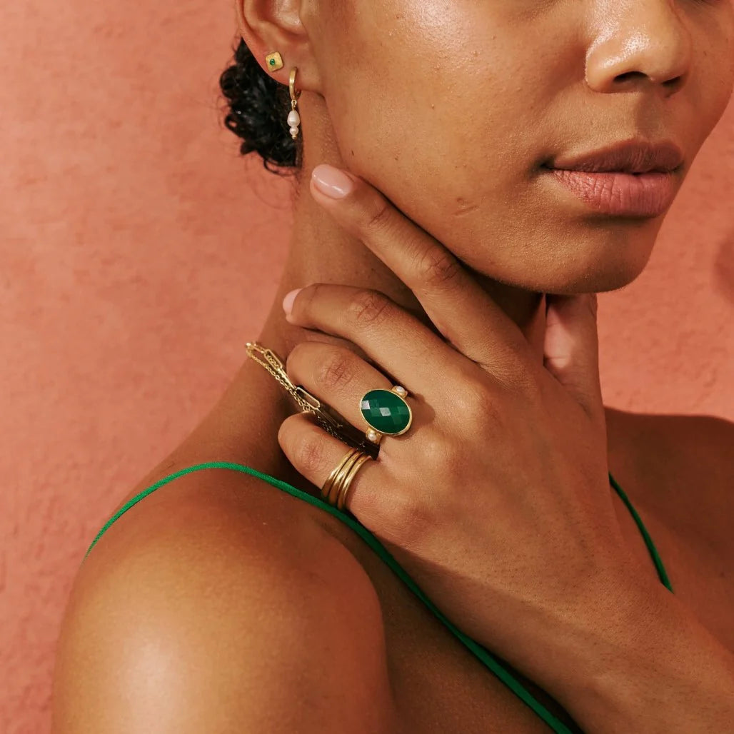 Murkani Green Onyx & Pearl Ring