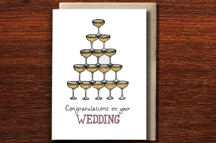 The Nonsense Maker Champagne Tower - Congratulations Wedding Card