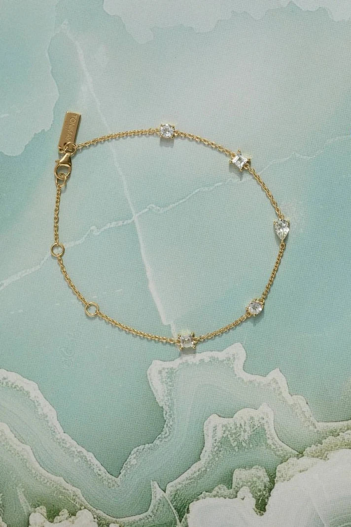 Toni May Clover White Topaz Gold Bracelet