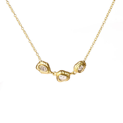 Gold Plated Cara Mia Normal Polki (Uncut Diamonds) Necklace