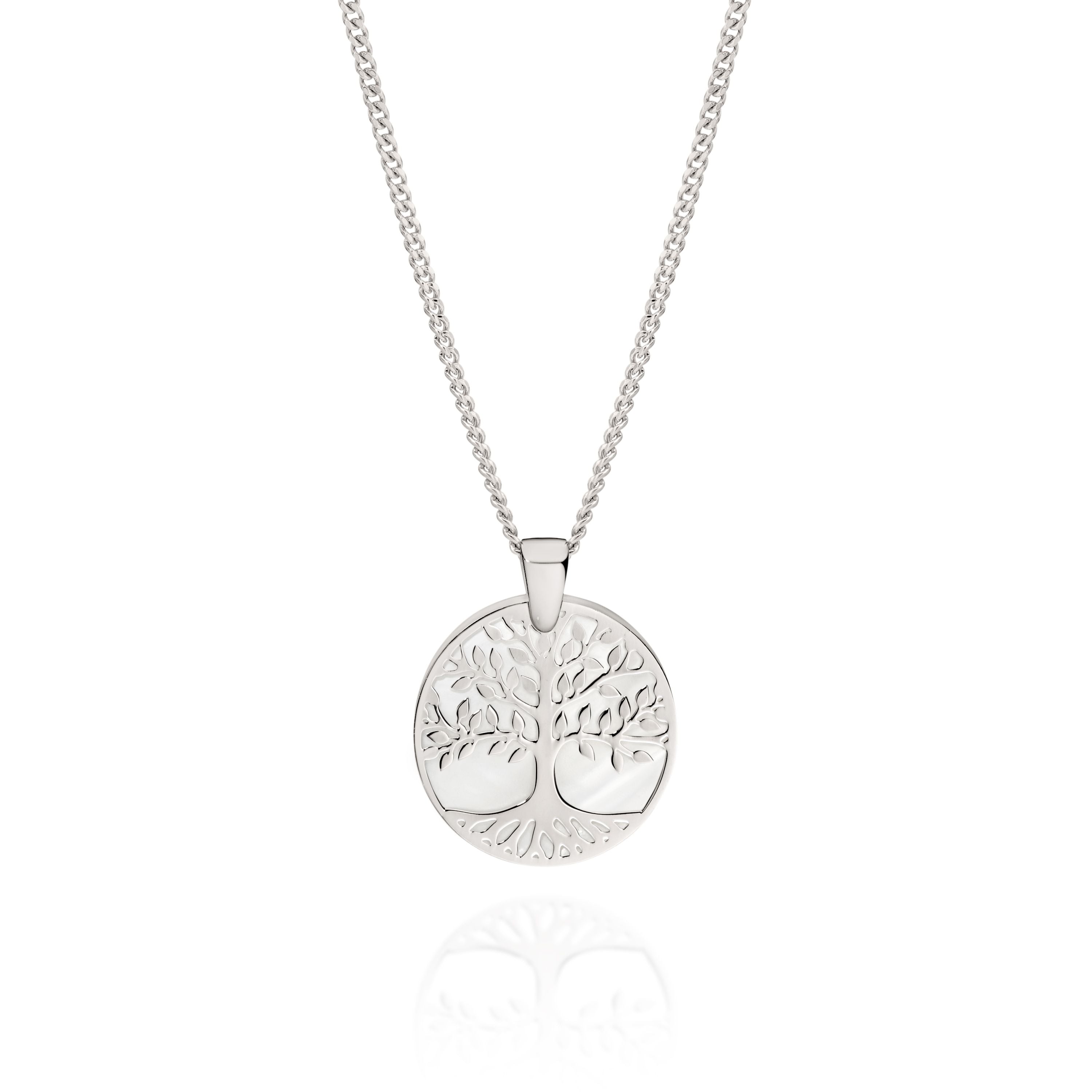 Sterling Silver Mother of Pearl Tree of Life Pendant and Chain