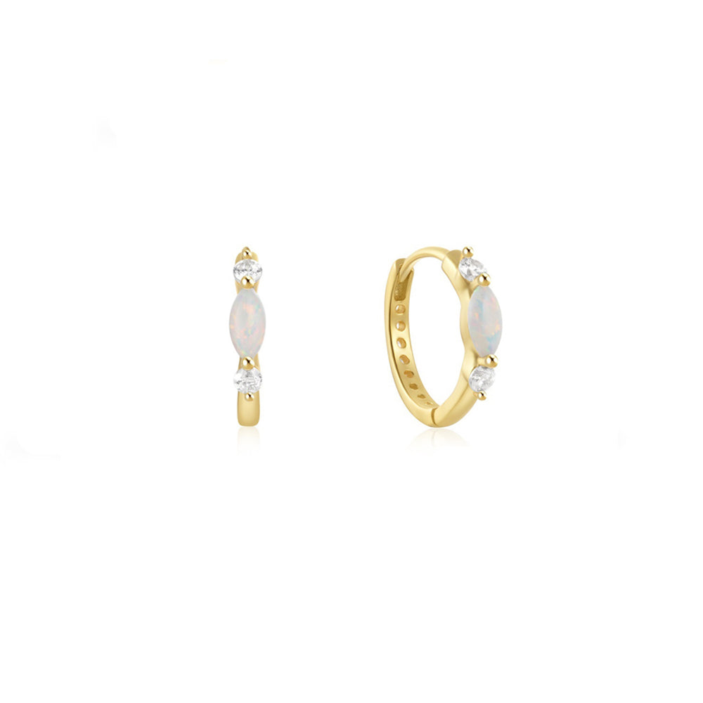 Oval opalite and CZ hoop earrings