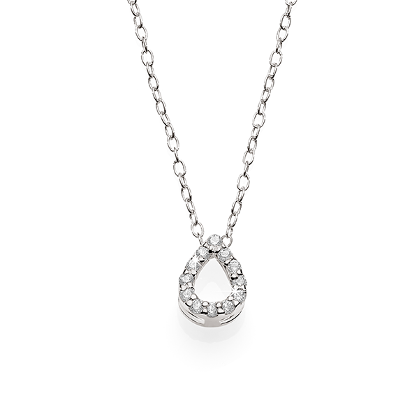 Silver Silver Cubic Zirconia Pear Necklace