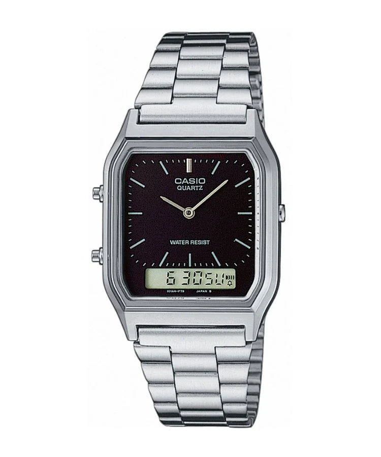 Casio Mens Dress Duo Silver Stone AQ230A-1DS Watch