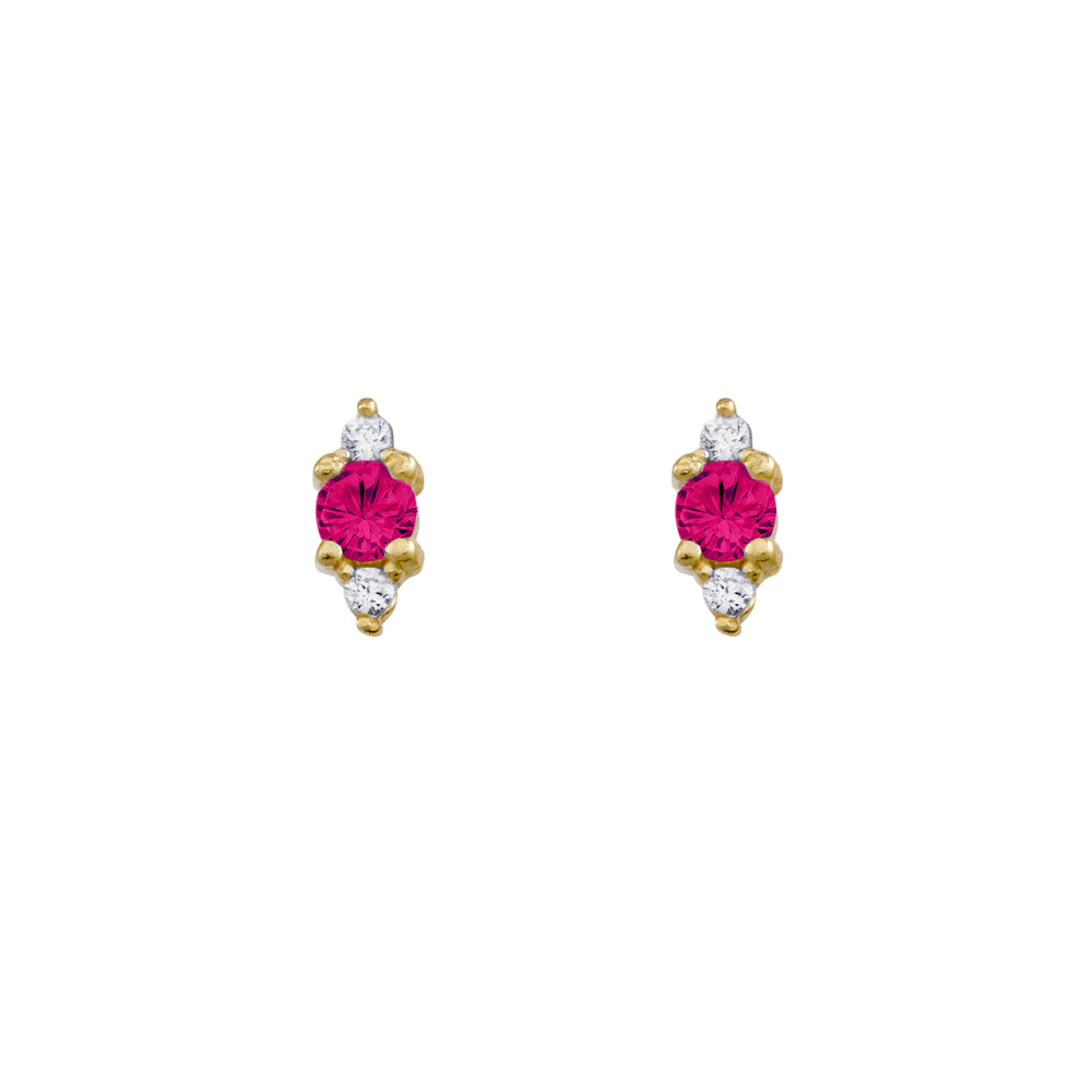 Pink Dainty Stud Earrings - Gold & Silver