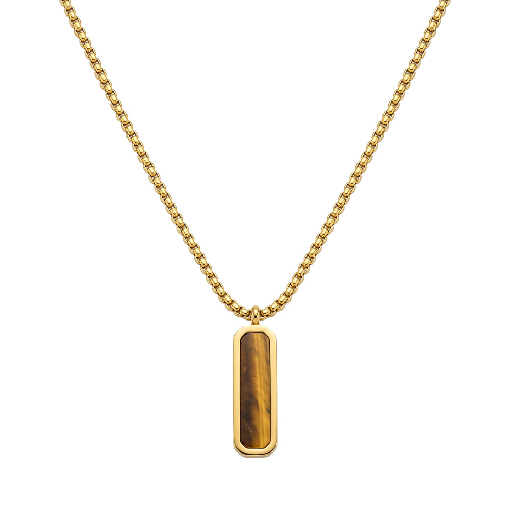Blaze Tiger Eye Tag Pendant Chain
