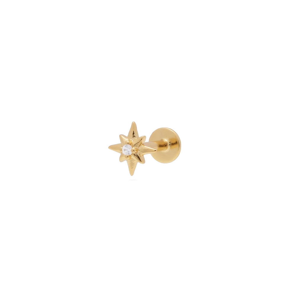 Yellow Gold Plated Flat Back Single Star Earring