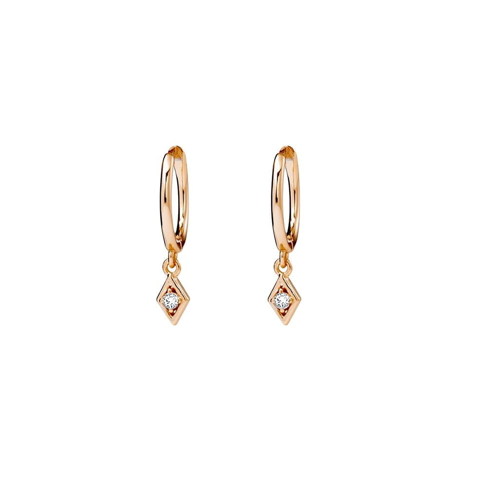 Rose Gold huggies with tiny Cubic Zirconia charm