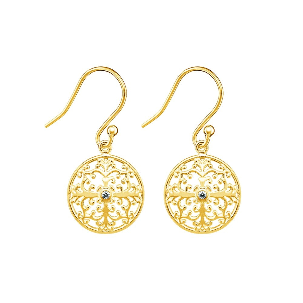 Gold Plated Filigree Drop Earrings