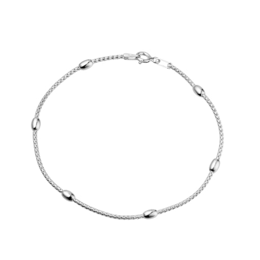 Sterling Silver Bracelet with Oval Beads