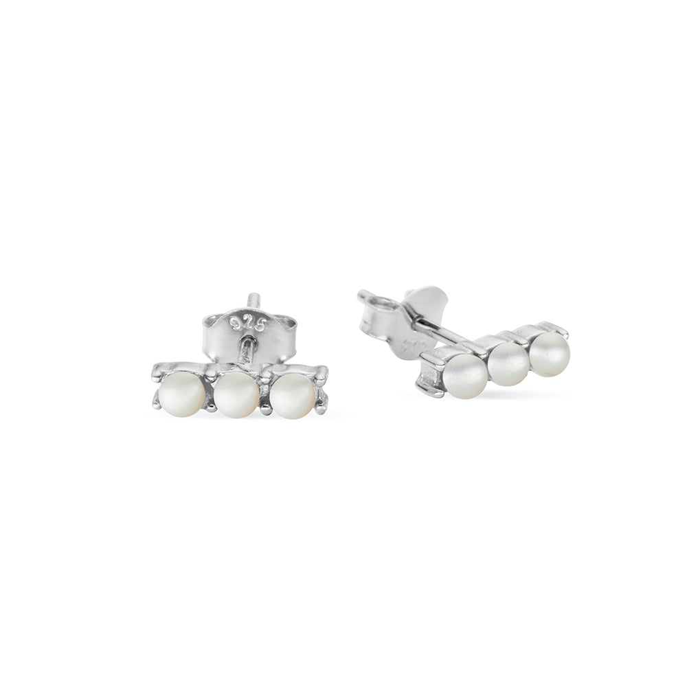 Sterling silver stud earrings with freshwater pearls