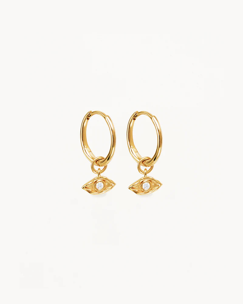 By Charlotte 18k Gold Vermeil I am Protected Hoops