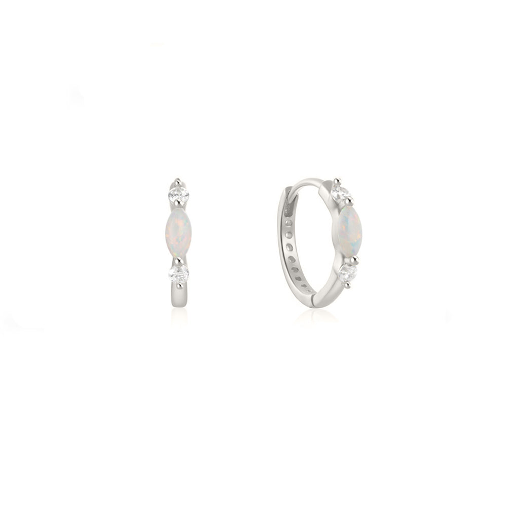 Oval opalite and CZ hoop earrings