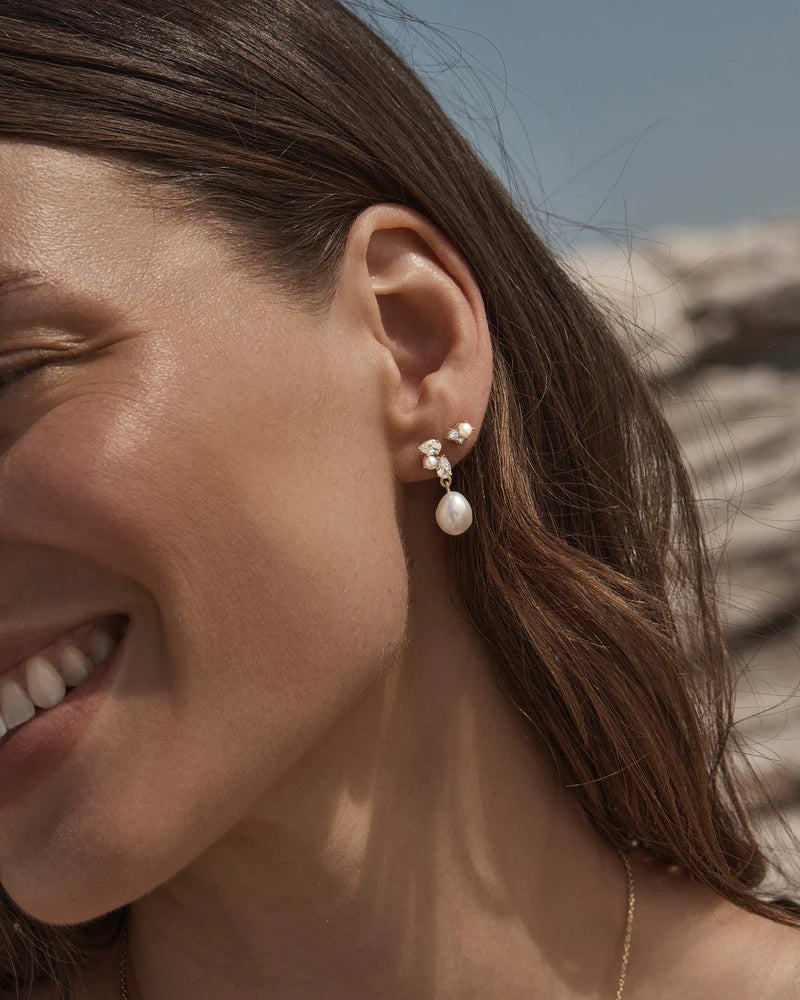 By Charlotte 18k Gold Vermeil Moments in Time Pearl Drop Earrings