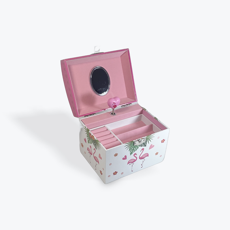 Flamingo Pearl Handle Childrens Jewellery Box