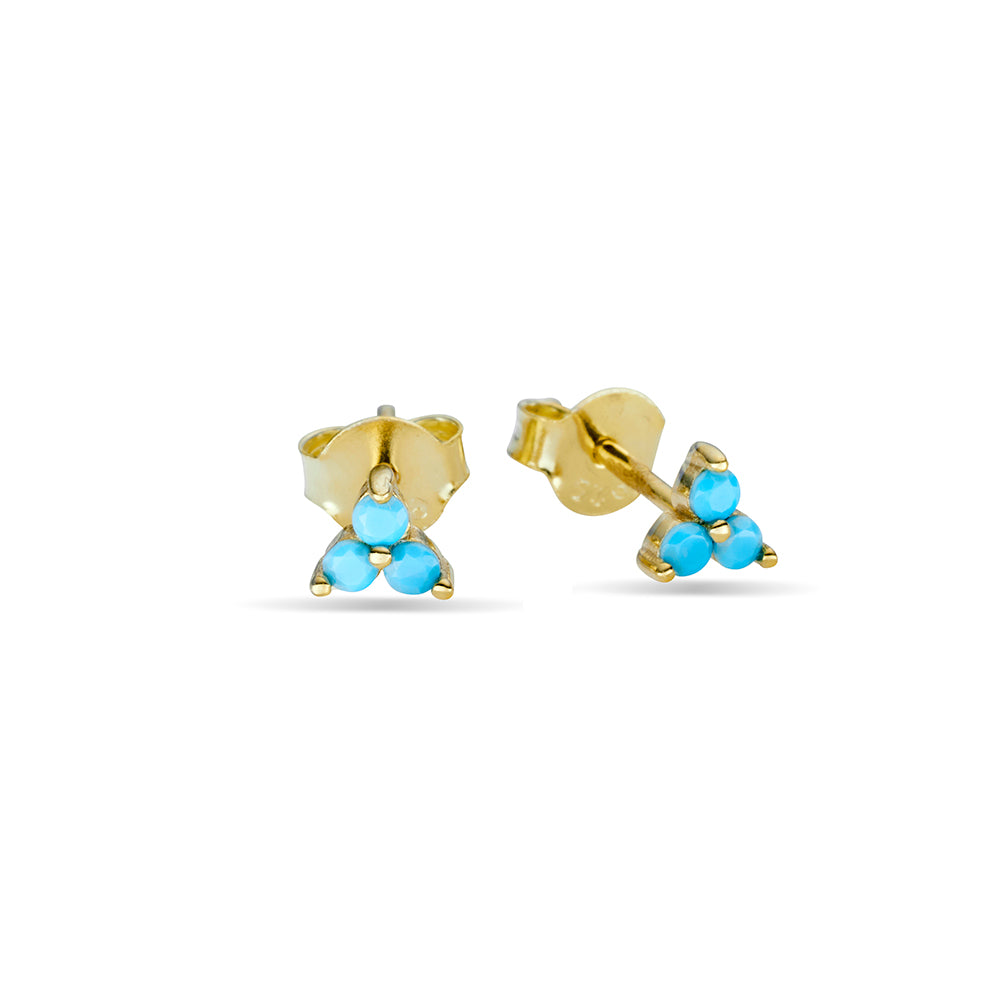 Turquoise triangle stud earrings- gold