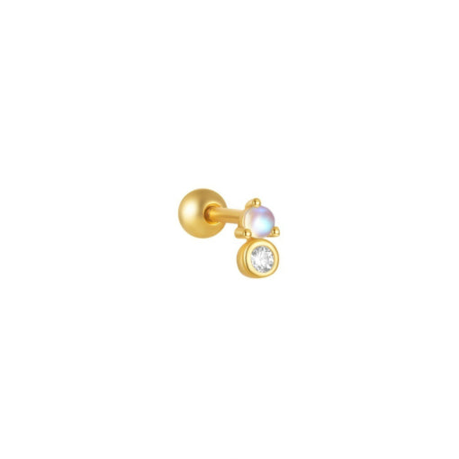 Sterling silver ygp ball back opalite and bezel set CZ earring