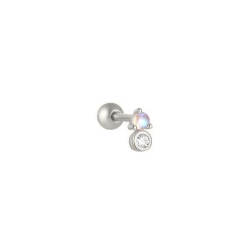 Sterling silver ball back opalite and bezel set CZ earring