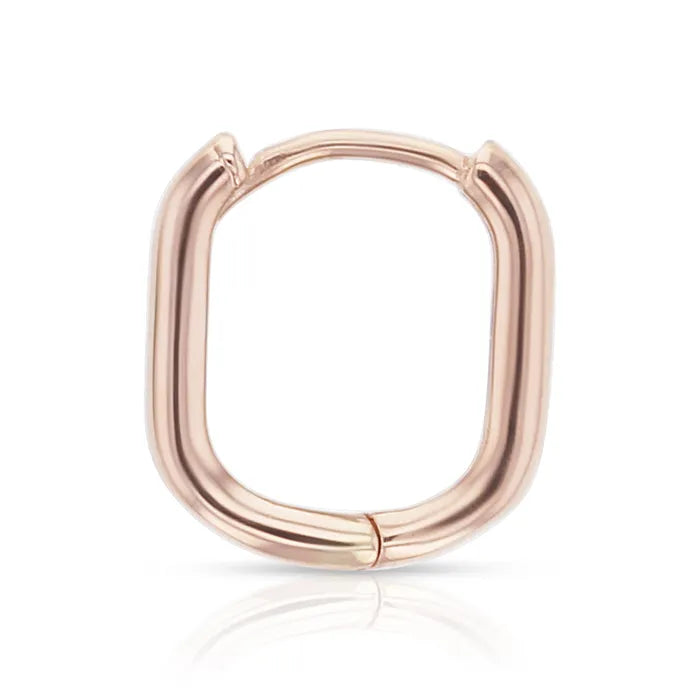 9ct Rose Gold Paperclip 8mm Square Hugie Earrings