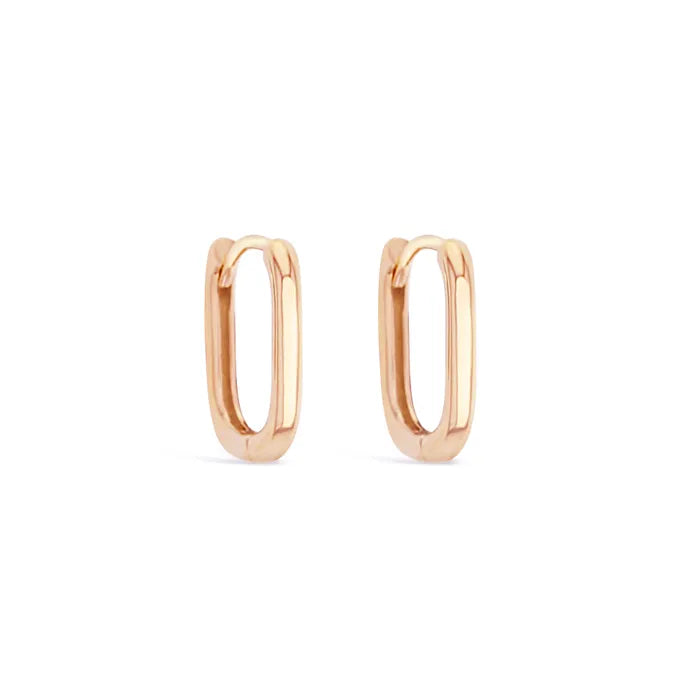 9ct Rose Gold Paperclip 8mm Square Hugie Earrings