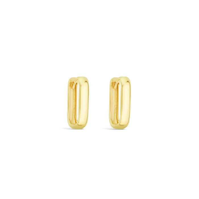 9ct Yellow Gold 12mm Rectangle Huggie Earrings
