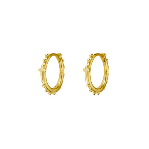 Gold Plated Cross Detail Mini Hoop Earrings