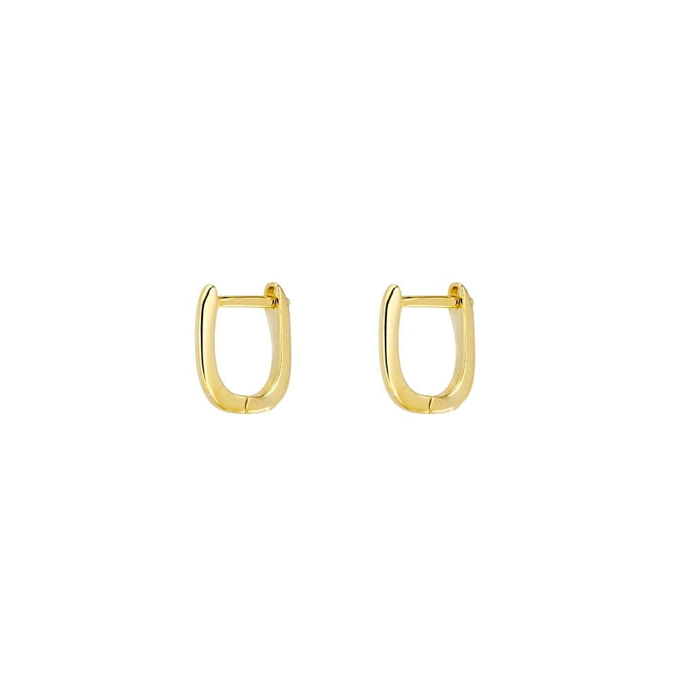 Gold Plated Oblong Hoop Earrings