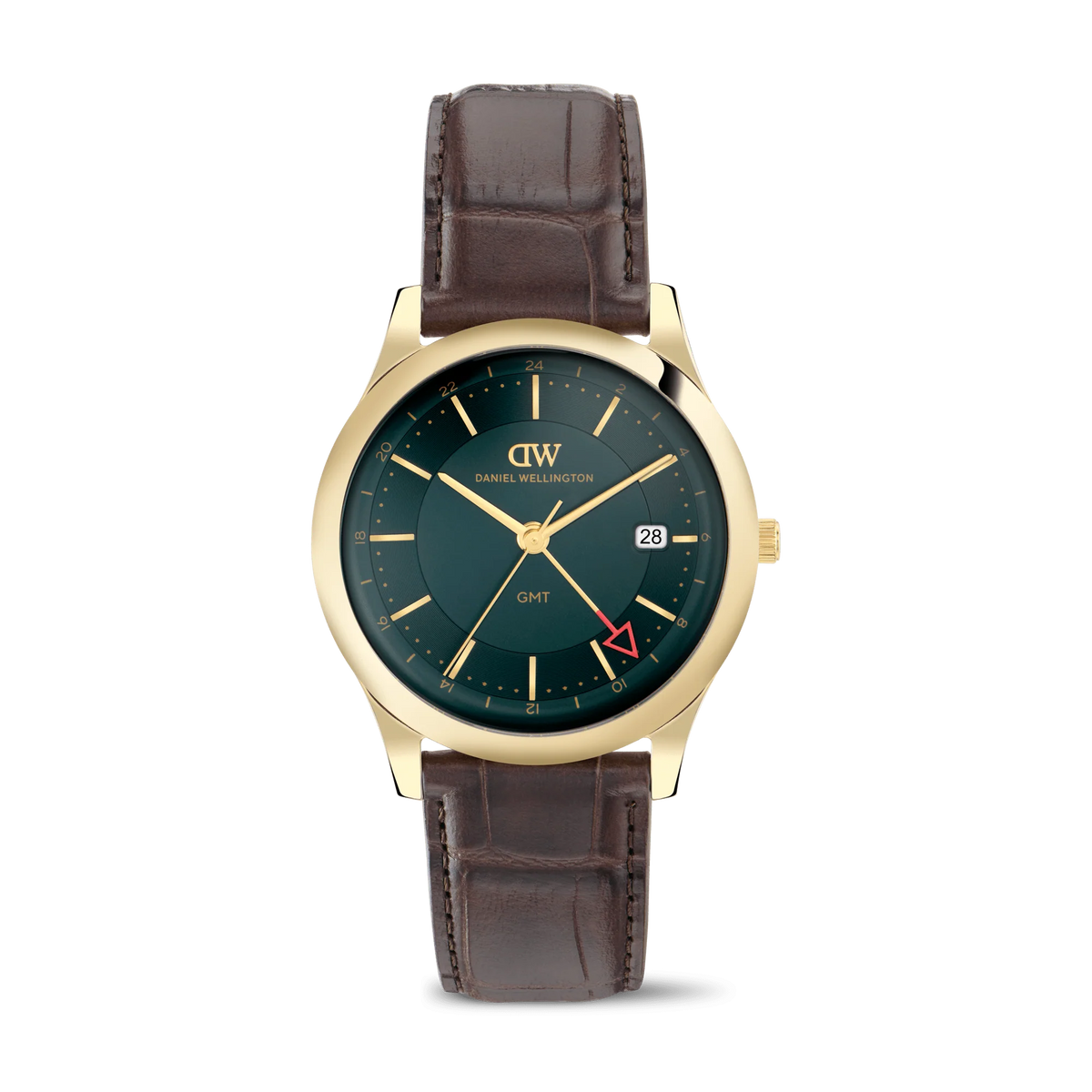 Daniel Wellington Pathfinder GMT Brown-Croc Green Gold