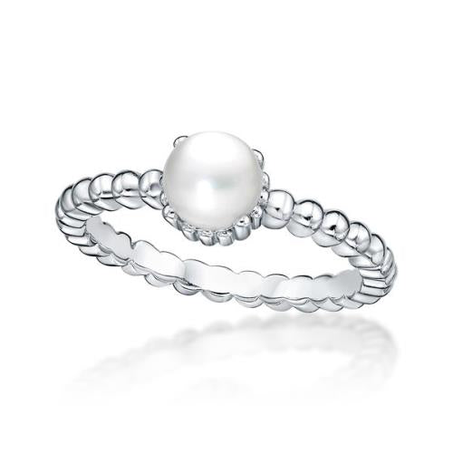 Sterling Silver Bubble Ring with Freshwater Pearl