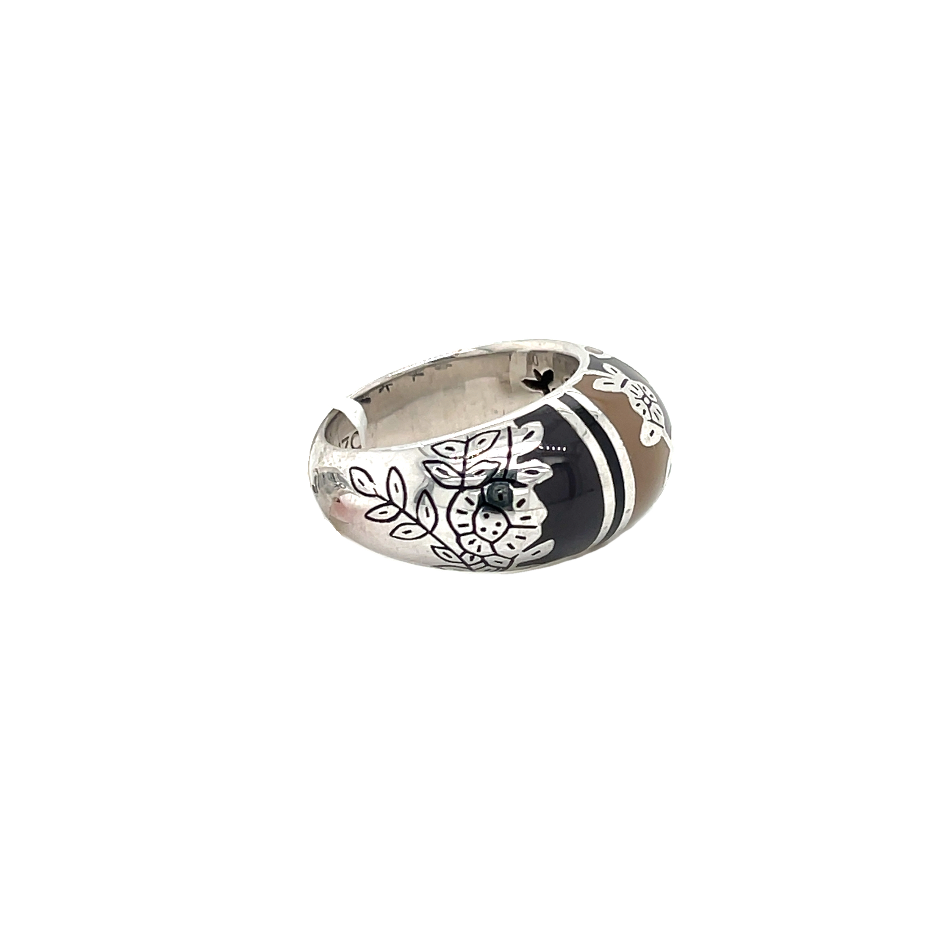 Kenzo Sterling Silver Japanese Inspired Dome Ring