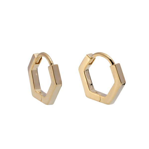 Gold Plated Hexagon Huggy Earrings