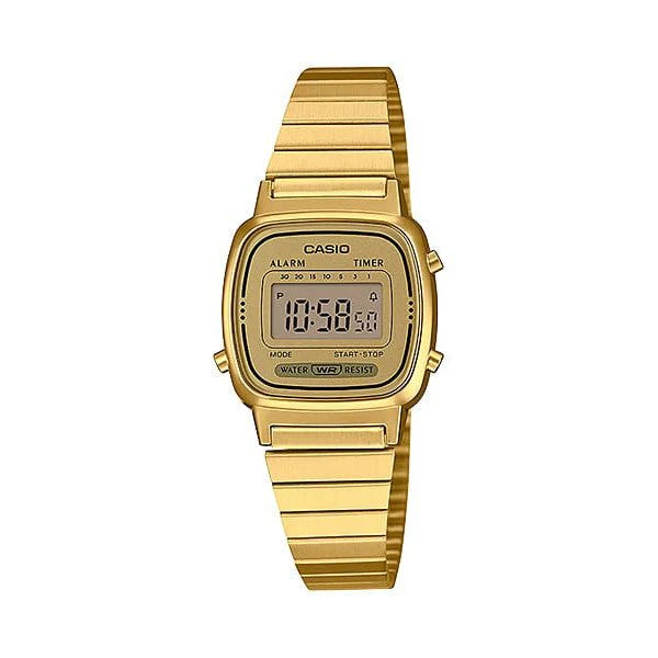 Casio Digital Vintage Petite - Gold Face Gold Plated Steel Band LA670WGA-9