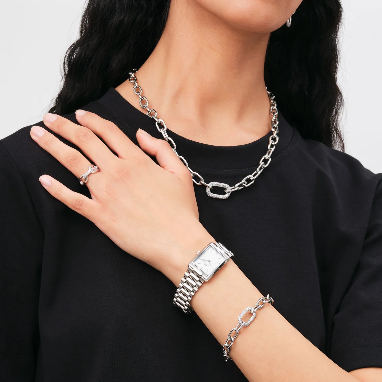 Daniel Wellington Crystal Link Bracelet Silver