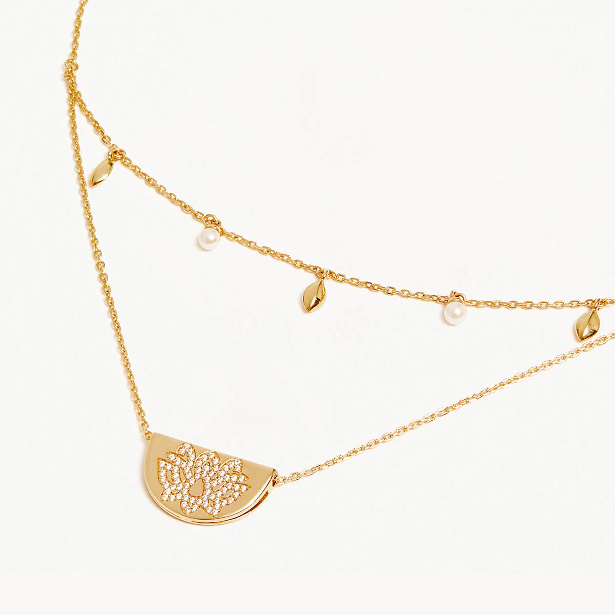 By Charlotte Gold Live in Peace Lotus Necklace