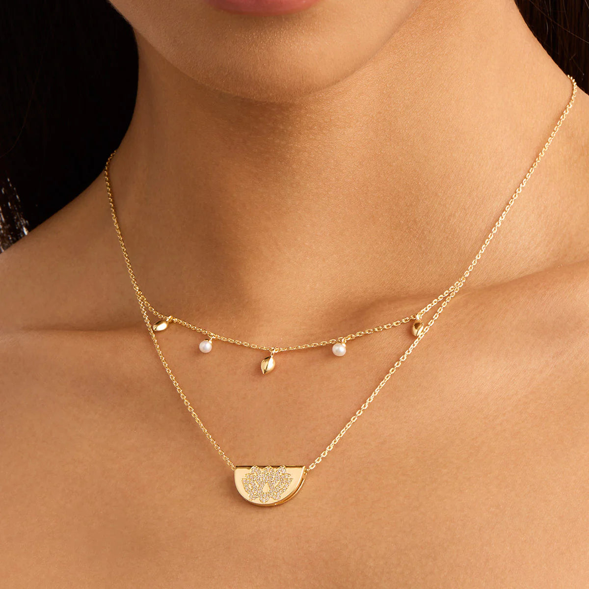 By Charlotte Gold Live in Peace Lotus Necklace