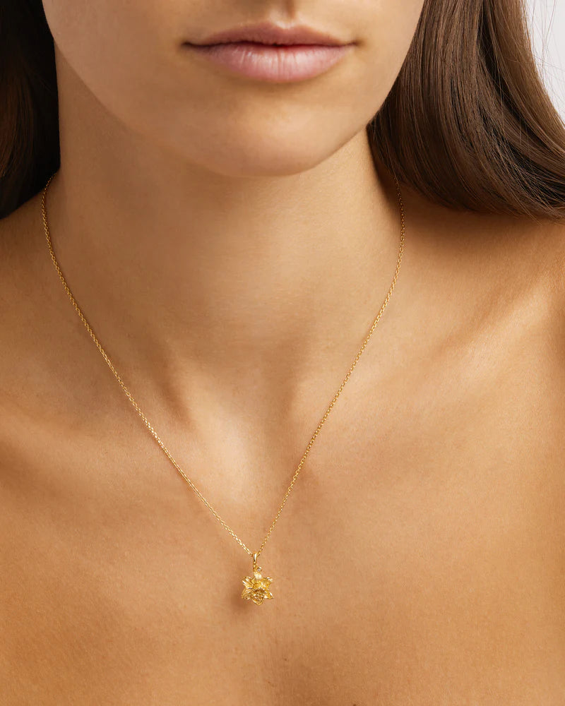 By Charlotte 18k Gold Vermeil Daffodil March Birth Flower Necklace