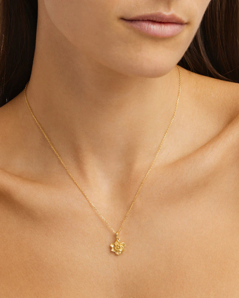 By Charlotte 18k Gold Vermeil Narcissus December Birth Flower Necklace