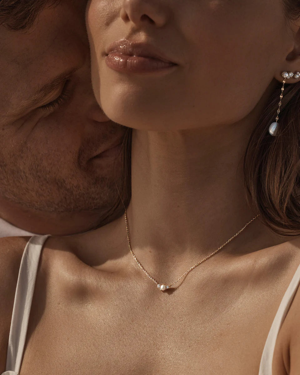 By Charlotte 18k Gold Vermeil Love in Stillness Pearl Necklace