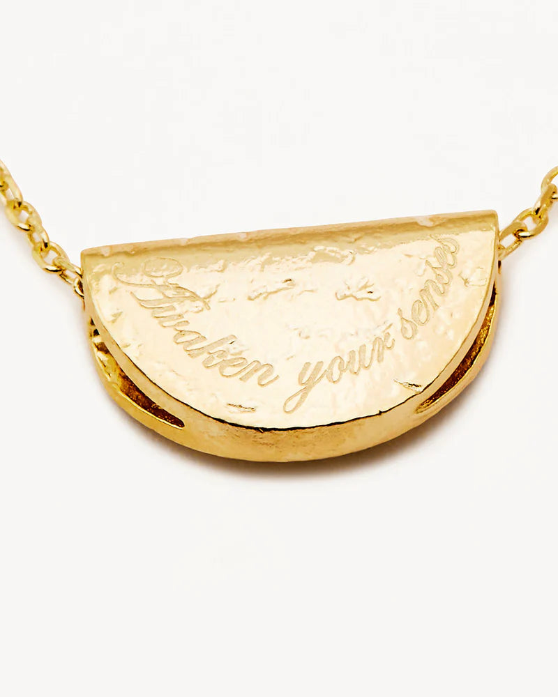 By Charlotte 18k Gold Vermeil Lotus Birthstone Necklace - February - Amethyst
