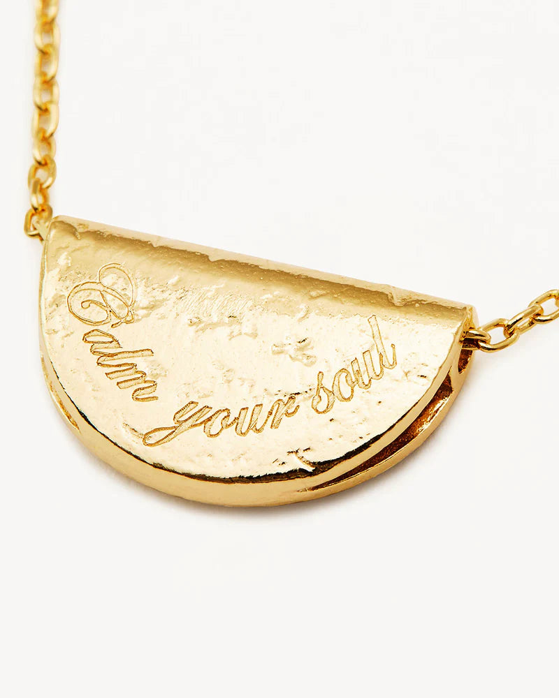 By Charlotte 18k Gold Vermeil Lotus Birthstone Necklace - March - Aquamarine