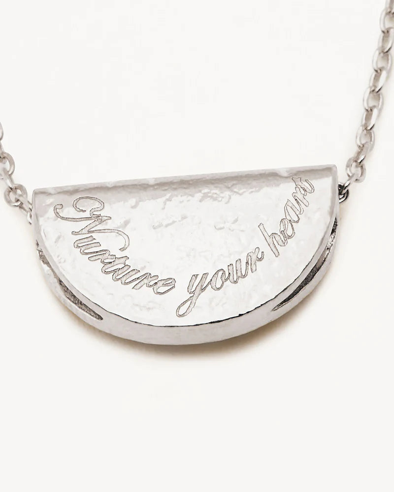 By Charlotte Lotus Birthstone Sterling Silver Necklace - May - Emerald