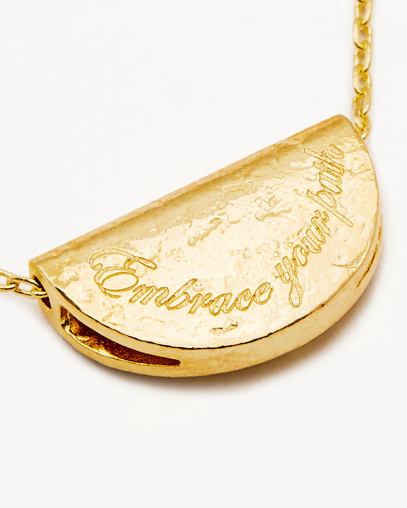 By Charlotte 18k Gold Vermeil Lotus Birthstone Necklace - July - Ruby