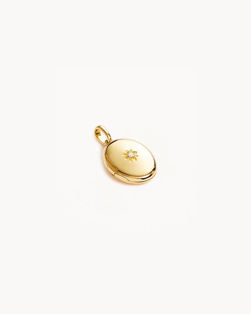 By Charlotte 18k Gold Vermeil Rounded Lotus Locket Pendant