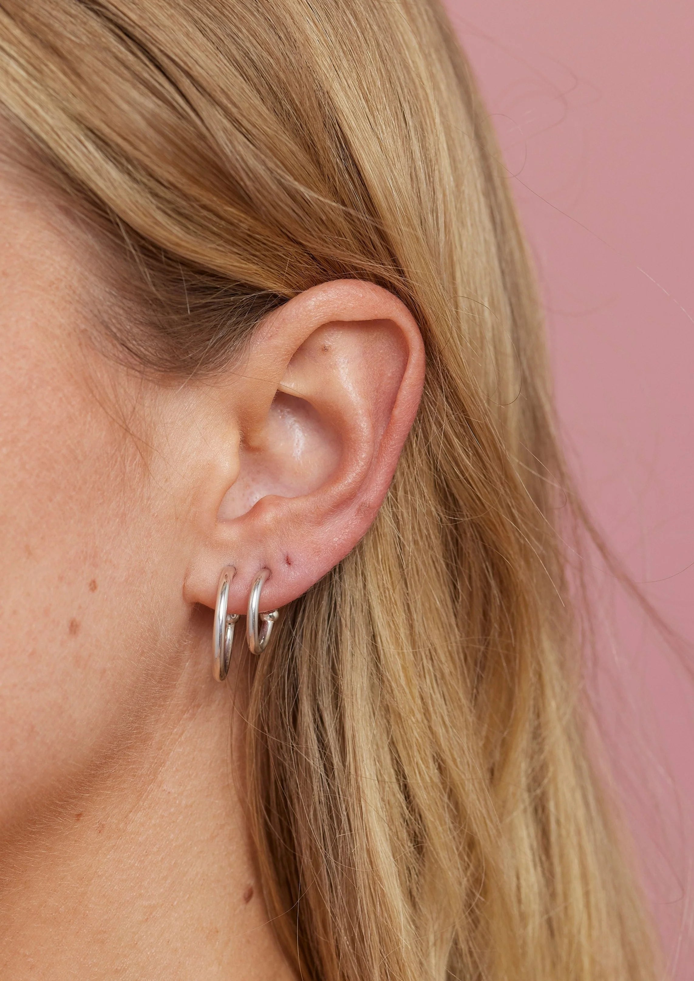 Toni May Silver Polished Hoops