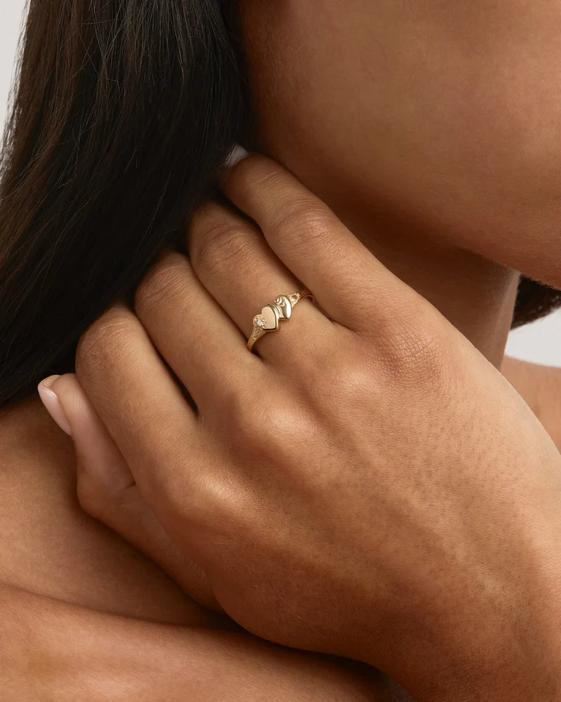 By Charlotte 18k Gold Vermeil Forever Intertwined Heart Signet Ring