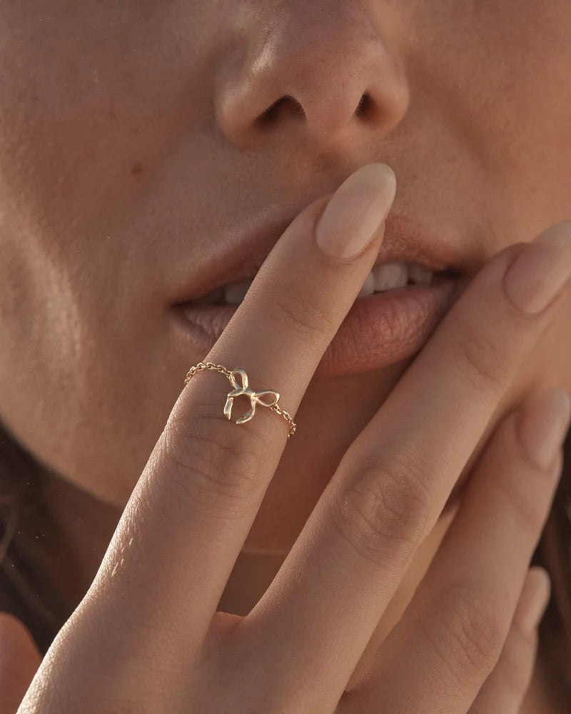 By Charlotte 18k Gold Vermeil Forever More Chain Bow Ring