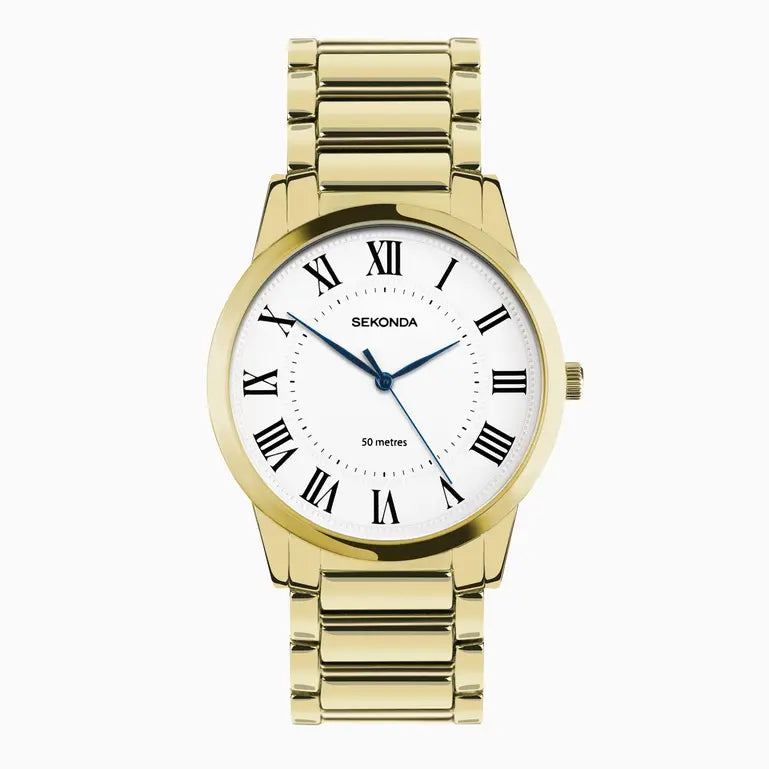 Sekonda Beaumont Men's Watch | Gold Alloy Case & Bracelet with White Dial | 30247