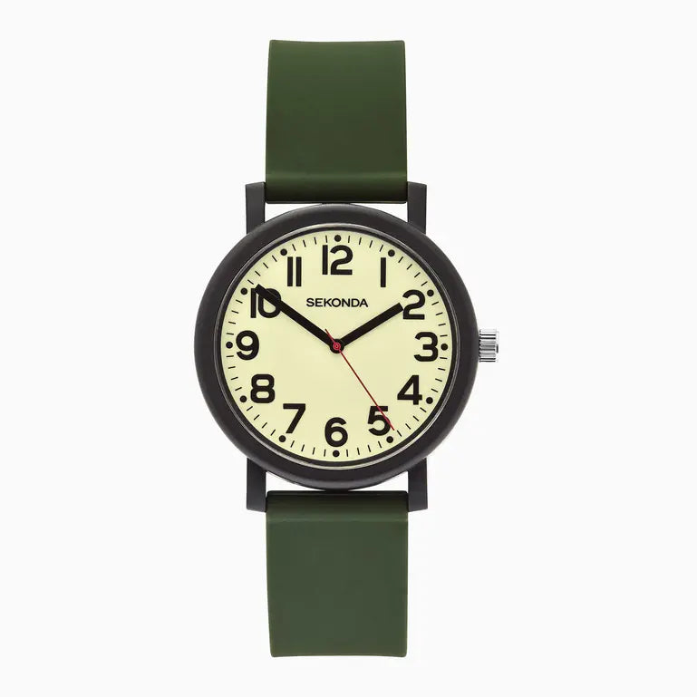 Sekonda Nova Men's Watch | Black Case & Khaki Silicone Strap | 30360
