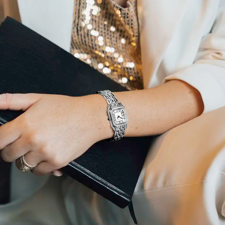 Sekonda Monica Ladies Watch Silver Case Stone Set Bezel & White Dial