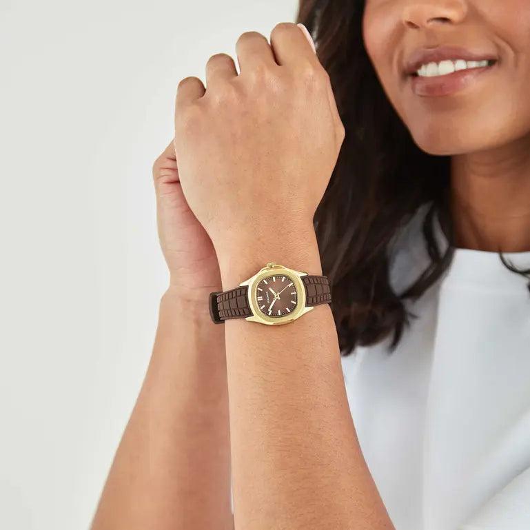 Sekonda Octaire Ladies Octaire Watch | Gold Case and Brown Silicone Strap | 40791
